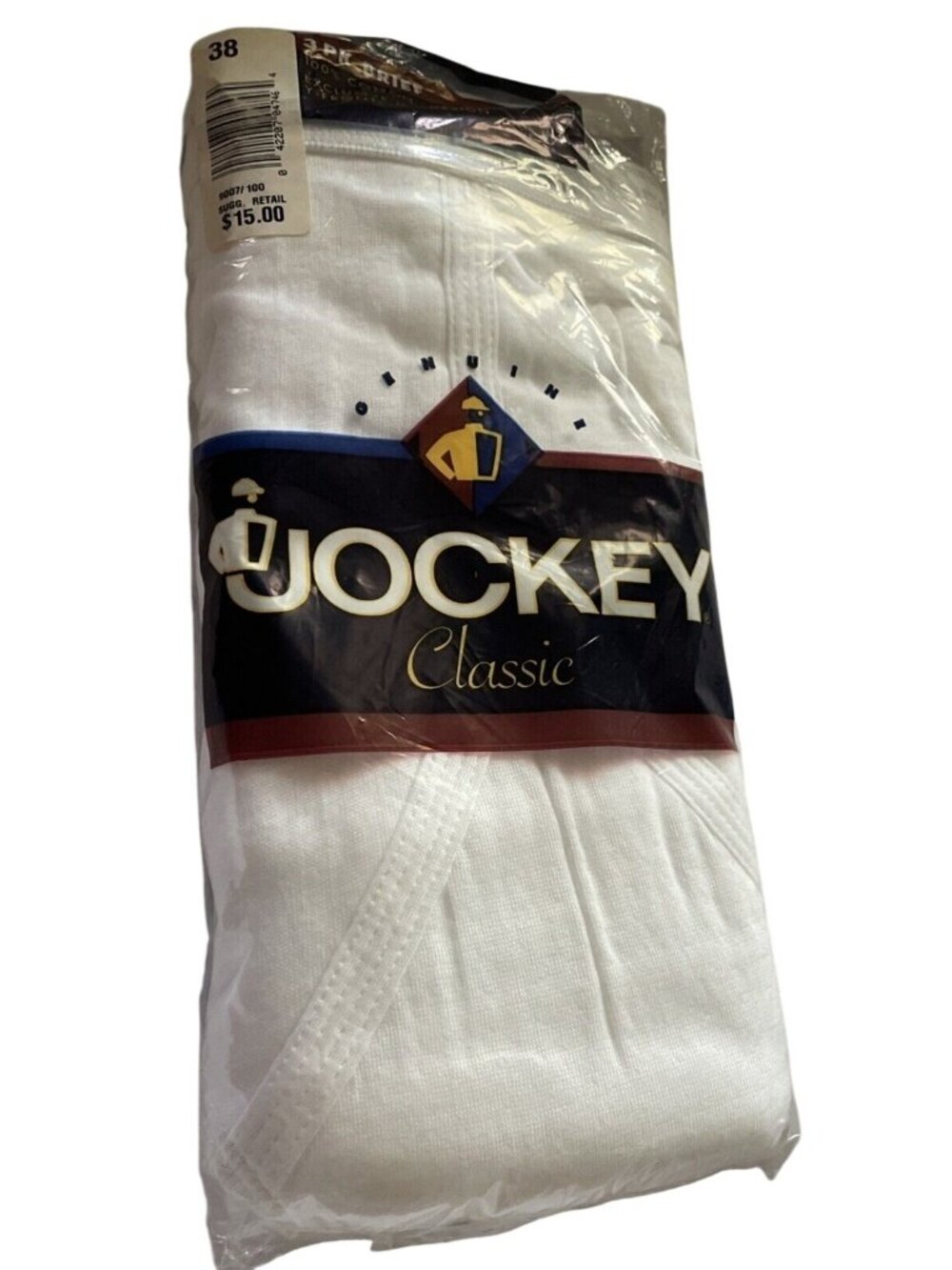 1997 Jockey Classic 3-Pack White Briefs Size 38 100% Cotton Y-Front Mens